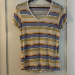 Prana Shirt: Foundation Short Sleeve V-neck, Small, Morning Glory